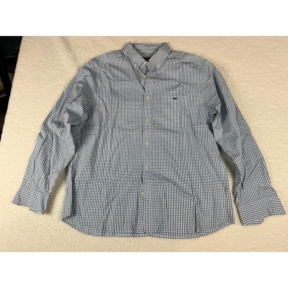 Vineyard Vines Gingham Button Down Shirt Men's Large Blue Green Long Sleeve - Picture 2 of 9